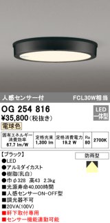 オーデリック　OG254816　エクステリアダウンライト LED一体型 人感センサON-OFF 電球色 ブラック 防雨型
