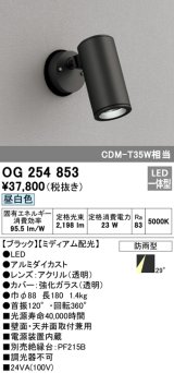 オーデリック　OG254853　エクステリアスポットライト LED一体型 昼白色 φ88 長180 ミディアム配光 防雨型 ブラック