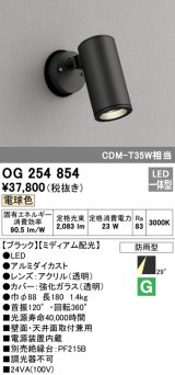 オーデリック　OG254854　エクステリアスポットライト LED一体型 電球色 φ88 長180 ミディアム配光 防雨型 ブラック