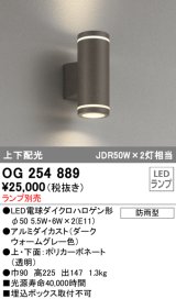 オーデリック　OG254889　エクステリアポーチライト LEDランプ ランプ別売 高225 円柱形 防雨型 上下配光 ダークウォームグレー