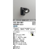 オーデリック　OG254897　エクステリアスポットライト LED一体型 昼白色 人感センサ付 ワイド配光 防雨型 黒