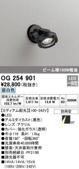 オーデリック　OG254901　エクステリアスポットライト LED一体型 昼白色 ミディアム配光 防雨型 黒