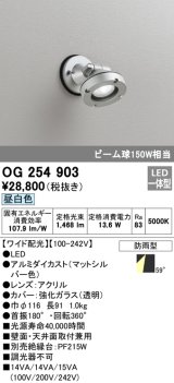 オーデリック　OG254903　エクステリアスポットライト LED一体型 昼白色 ワイド配光 防雨型 マットシルバー