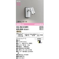 オーデリック OG254916R1 エクステリア スポットライト LED一体型 電球色 高演色LED R15 人感センサー付 防雨型 マットシルバー