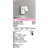 オーデリック OG254919R1 エクステリア スポットライト LED一体型 昼白色 高演色LED R15 人感センサー付 防雨型 オフホワイト