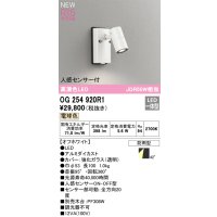 オーデリック OG254920R1 エクステリア スポットライト LED一体型 電球色 高演色LED R15 人感センサー付 防雨型 オフホワイト