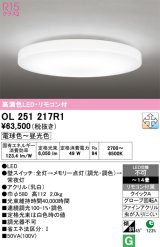 オーデリック　OL251217R1　シーリングライト 14畳 調光 調色 リモコン付属 LED一体型 電球色〜昼光色