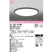 オーデリック　OL251619R　シーリングライト 12畳 調光 調色 リモコン付属 LED一体型 電球色〜昼光色 エボニーブラウン [♭]