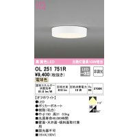 オーデリック　OL251751R　シーリングライト 非調光 LED一体型 電球色 オフホワイト ￡