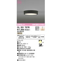オーデリック　OL251757R　シーリングライト 調光 調光器別売 LED一体型 電球色 ブラック