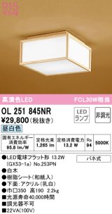 オーデリック　OL251845NR(ランプ別梱)　シーリングライト 非調光 和風 LEDランプ 昼白色 白木