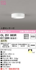 オーデリック　OL251863R　シーリングライト 非調光 LED一体型 温白色 人感センサー付 オフホワイト ￡