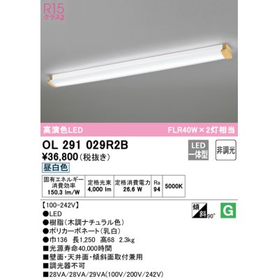 画像1: オーデリック　OL291029R2B(LEDユニット別梱)　ブラケットライト 非調光 LED一体型 昼白色 木調ナチュラル