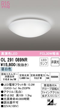 オーデリック　OL291089NR(ランプ別梱)　シーリングライト 非調光 LEDランプ 昼白色 ￡