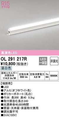 オーデリック　OL291217R　間接照明 非調光 LED一体型 昼白色 屋内用 長300 端部用 オフホワイト