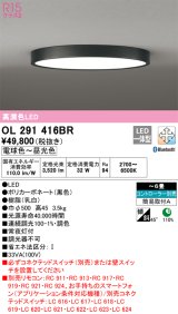 オーデリック　OL291416BR　シーリングライト 6畳 調光 調色 Bluetooth コントローラー別売 LED一体型 電球色〜昼光色 ブラック ￡