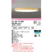オーデリック　OL291417BR　シーリングライト 12畳 調光 調色 Bluetooth コントローラー別売 LED一体型 電球色〜昼光色 木調ナチュラル
