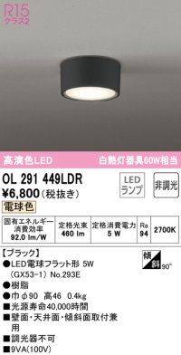 オーデリック　OL291449LDR(ランプ別梱)　シーリングライト 非調光 LEDランプ 電球色 ブラック