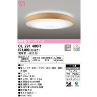 オーデリック　OL291480R　シーリングライト 12畳 調光 調色 リモコン付 LED一体型 電球色〜昼光色 クリア