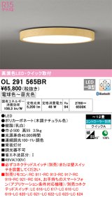オーデリック　OL291565BR　シーリングライト 12畳 調光 調色 Bluetooth コントローラー別売 LED一体型 電球色〜昼光色 木調ナチュラル