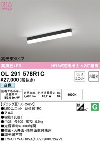 オーデリック　OL291578R1C(LED光源ユニット別梱)　ベースライト 非調光 LEDユニット交換型 白色 直付型 ブラック