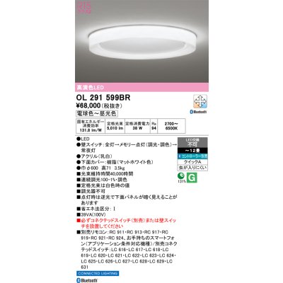 画像1: オーデリック OL291599BR シーリングライト 12畳 調光調色 Bluetooth リモコン別売 LED一体型 高演色LED マットホワイト