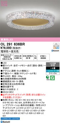 オーデリック OL291636BR シーリングライト 8畳 調光調色 Bluetooth リモコン別売 LED一体型 高演色LED サテンゴールド