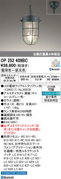 オーデリック OP252409BC(ランプ別梱) ペンダントライト 調光調色 Bluetooth リモコン別売 LEDランプ フレンジタイプ 簡易防雨型 チャコールグレー