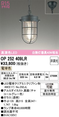 オーデリック　OP252409LR(ランプ別梱)　ペンダントライト 非調光 LEDランプ 電球色 フレンジタイプ チャコールグレー