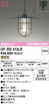オーデリック　OP252412LR(ランプ別梱)　ペンダントライト 非調光 LEDランプ 電球色 フレンジタイプ チャコールグレー