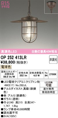 オーデリック　OP252413LR(ランプ別梱)　ペンダントライト 非調光 LEDランプ 電球色 フレンジタイプ 鉄錆色