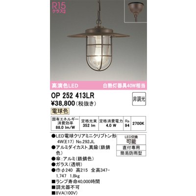 画像1: オーデリック　OP252413LR(ランプ別梱)　ペンダントライト 非調光 LEDランプ 電球色 フレンジタイプ 鉄錆色