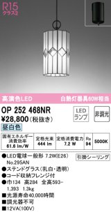 オーデリック　OP252468NR(ランプ別梱)　ペンダントライト 非調光 和風 LEDランプ 昼白色 フレンジタイプ ステンドグラス