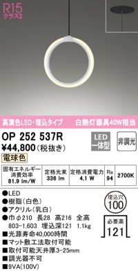 オーデリック　OP252537R　ペンダントライト φ100 非調光 和風 LED一体型 電球色 埋込タイプ ホワイト