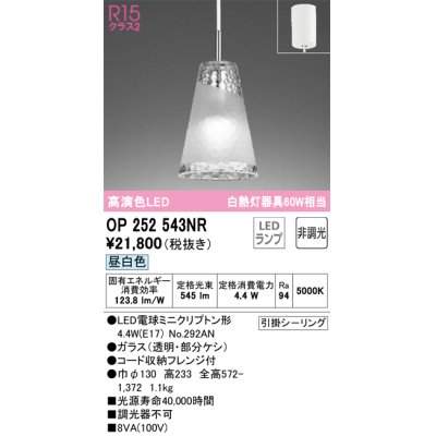 画像1: オーデリック　OP252543NR(ランプ別梱)　ペンダントライト 非調光 LEDランプ 昼白色 フレンジタイプ