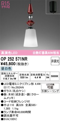 オーデリック　OP252571NR(ランプ別梱)　ペンダントライト 非調光 LEDランプ 昼白色 フレンジタイプ 拭き漆
