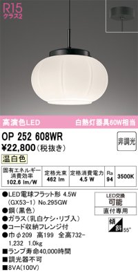 オーデリック　OP252608WR(ランプ別梱)　ペンダントライト 非調光 和風 LEDランプ 温白色 フレンジタイプ 黒色