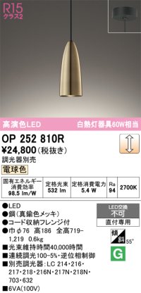 オーデリック　OP252810R　ペンダントライト 調光 調光器別売 LED一体型 電球色 フレンジタイプ 真鍮色メッキ