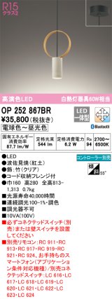 オーデリック　OP252867BR　ペンダントライト 調光 調色 Bluetooth コントローラー別売 LED一体型 電球色〜昼光色 フレンジタイプ 波佐見焼