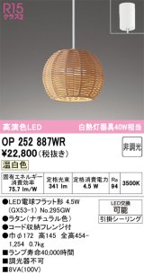 オーデリック　OP252887WR(ランプ別梱)　ペンダントライト 非調光 LEDランプ 温白色 フレンジタイプ ナチュラル