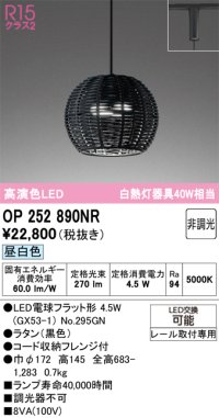オーデリック　OP252890NR(ランプ別梱)　ペンダントライト 非調光 LEDランプ 昼白色 プラグタイプ 黒色