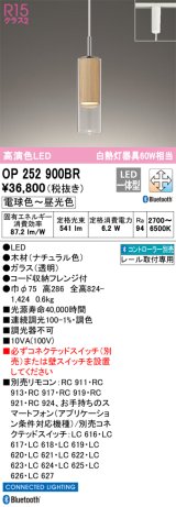 オーデリック　OP252900BR　ペンダントライト 調光 調色 Bluetooth コントローラー別売 LED一体型 電球色〜昼光色 プラグタイプ ナチュラル