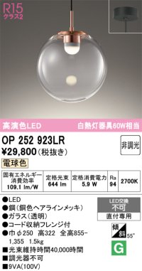 オーデリック　OP252923LR　ペンダントライト 非調光 LED一体型 電球色 フレンジタイプ