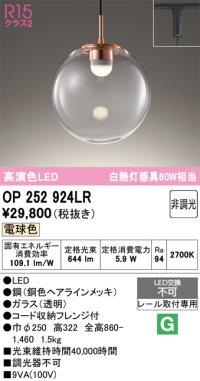オーデリック　OP252924LR　ペンダントライト 非調光 LED一体型 電球色 プラグタイプ