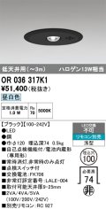 オーデリック　OR036317K1　非常灯・誘導灯 埋込穴φ100 リモコン別売 LED一体型 昼白色 浅型 低天井用(〜3m) ブラック