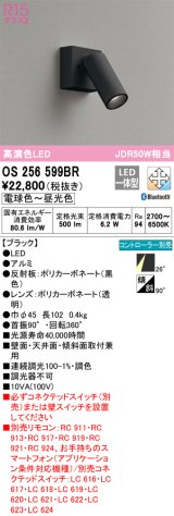 オーデリック　OS256599BR　スポットライト 調光 調色 Bluetooth コントローラー別売 LED一体型 電球色〜昼光色 フレンジタイプ ブラック