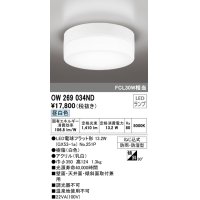 オーデリック　OW269034ND(ランプ別梱)　エクステリアポーチライト LED電球フラット形 昼白色 防雨・防湿型 白色