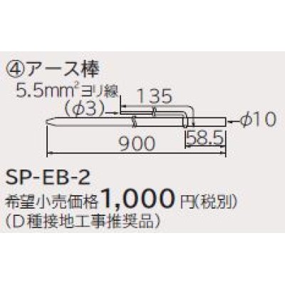 画像1: ルームエアコン 別売り品 日立　SP-EB-2　アース棒 据付部品