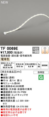 オーデリック TF0069E 間接照明 テープライト 長690 調光(調光器別売) 電源装置・信号線別売 LED一体型 電球色 防雨型 受注生産品 [§]