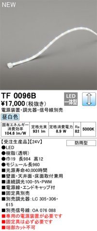 オーデリック TF0096B 間接照明 テープライト 長960 調光(調光器別売) 電源装置・信号線別売 LED一体型 昼白色 防雨型 受注生産品 [§]